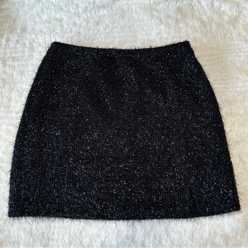 Fuzzy sparkle mini skirt